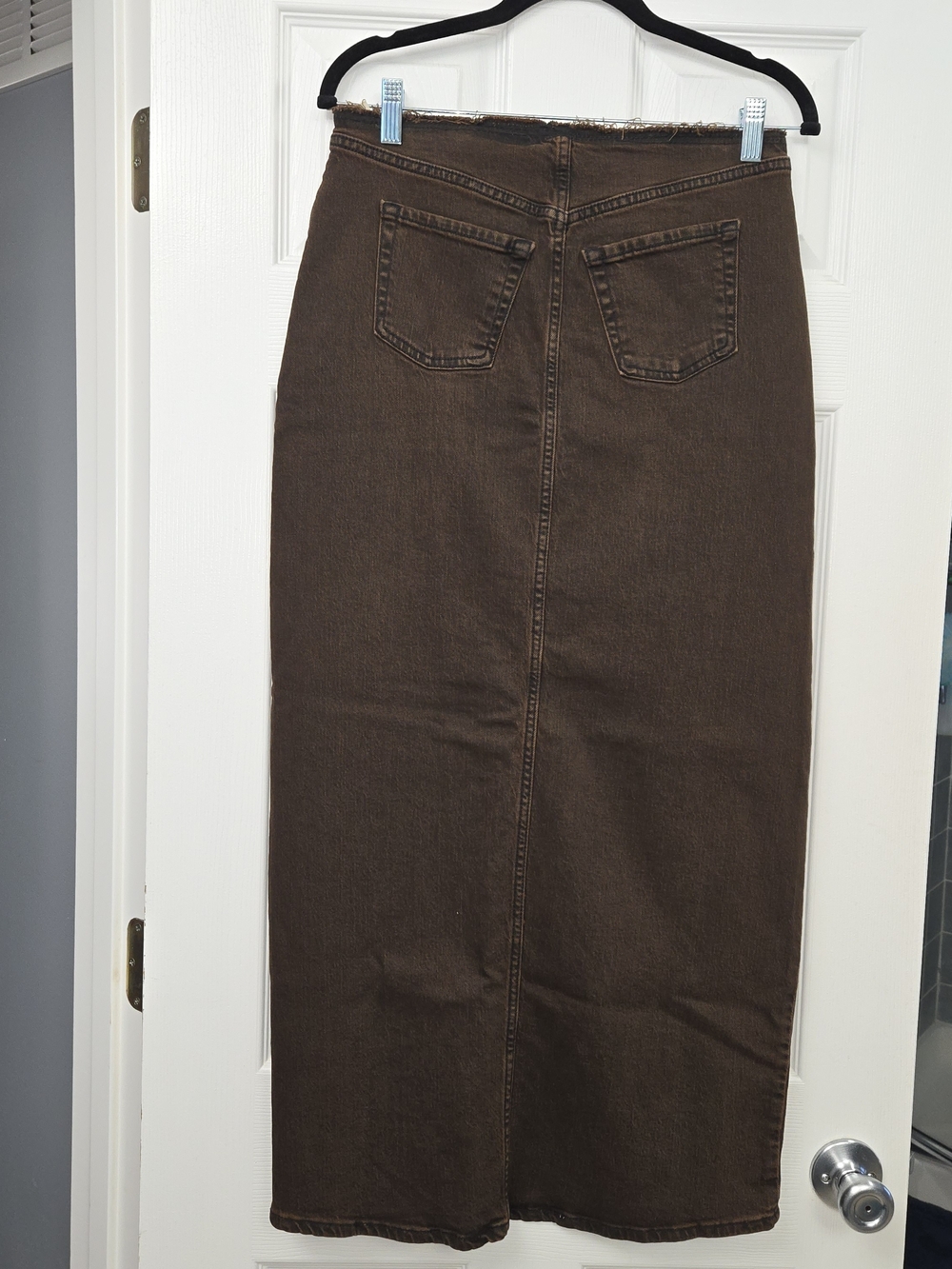 Wild Fable Size 4 Brown Wash Long Denim Maxi Skirt New With Tags Raw Edge Trim - Picture 2 of 7